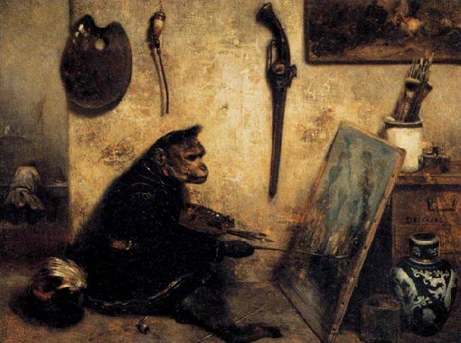 Alexandre Gabriel Decamps The Monkey Painter Sweden oil painting art